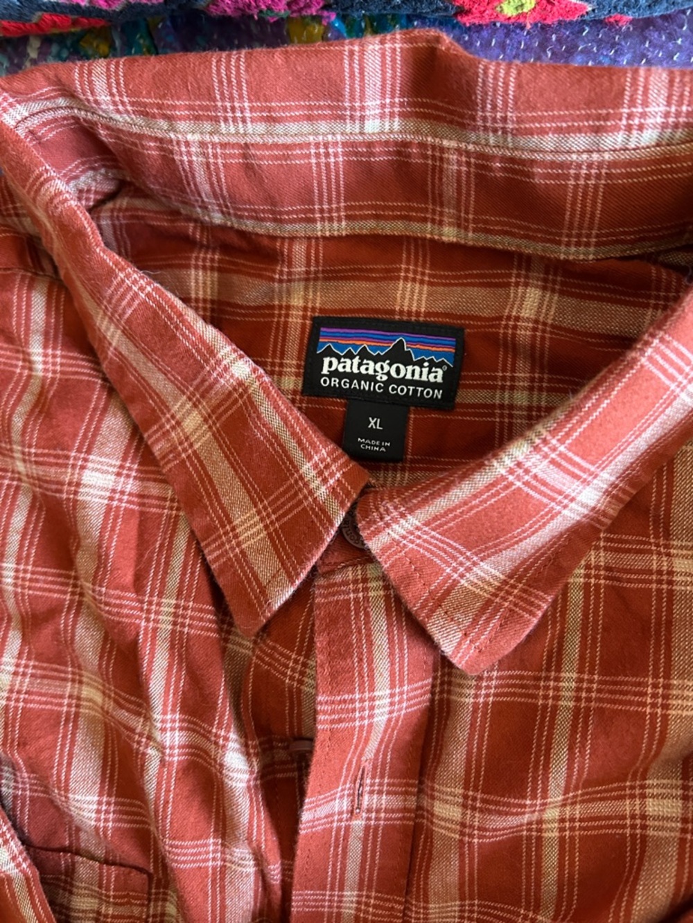 Patagonia Long-Sleeved Pima Cotton Shirt Rust Plaid Button-Down Shirt